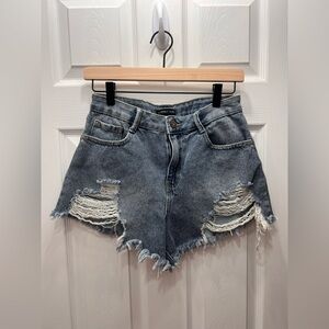 Sincerely Jules Distressed Light Blue Denim Jean Shorts